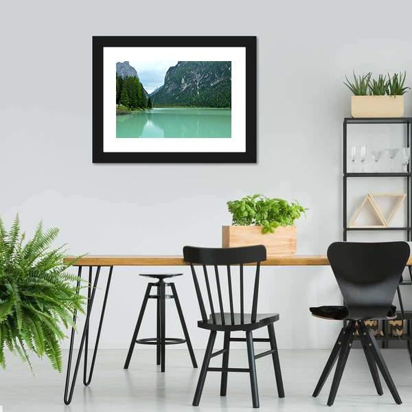 Lake Braies Canvas Wall Art-3 Horizontal-Gallery Wrap-25" x 16"-Tiaracle
