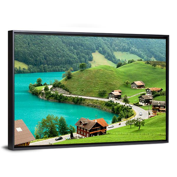 Lake Brienz During Spring Canvas Wall Art-5 Horizontal-Gallery Wrap-22" x 12"-Tiaracle