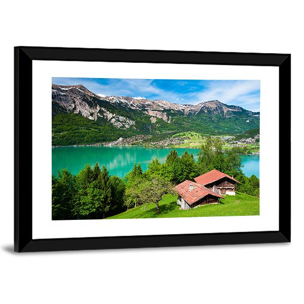 Lake Brienz Switzerland Canvas Wall Art-5 Horizontal-Gallery Wrap-22" x 12"-Tiaracle