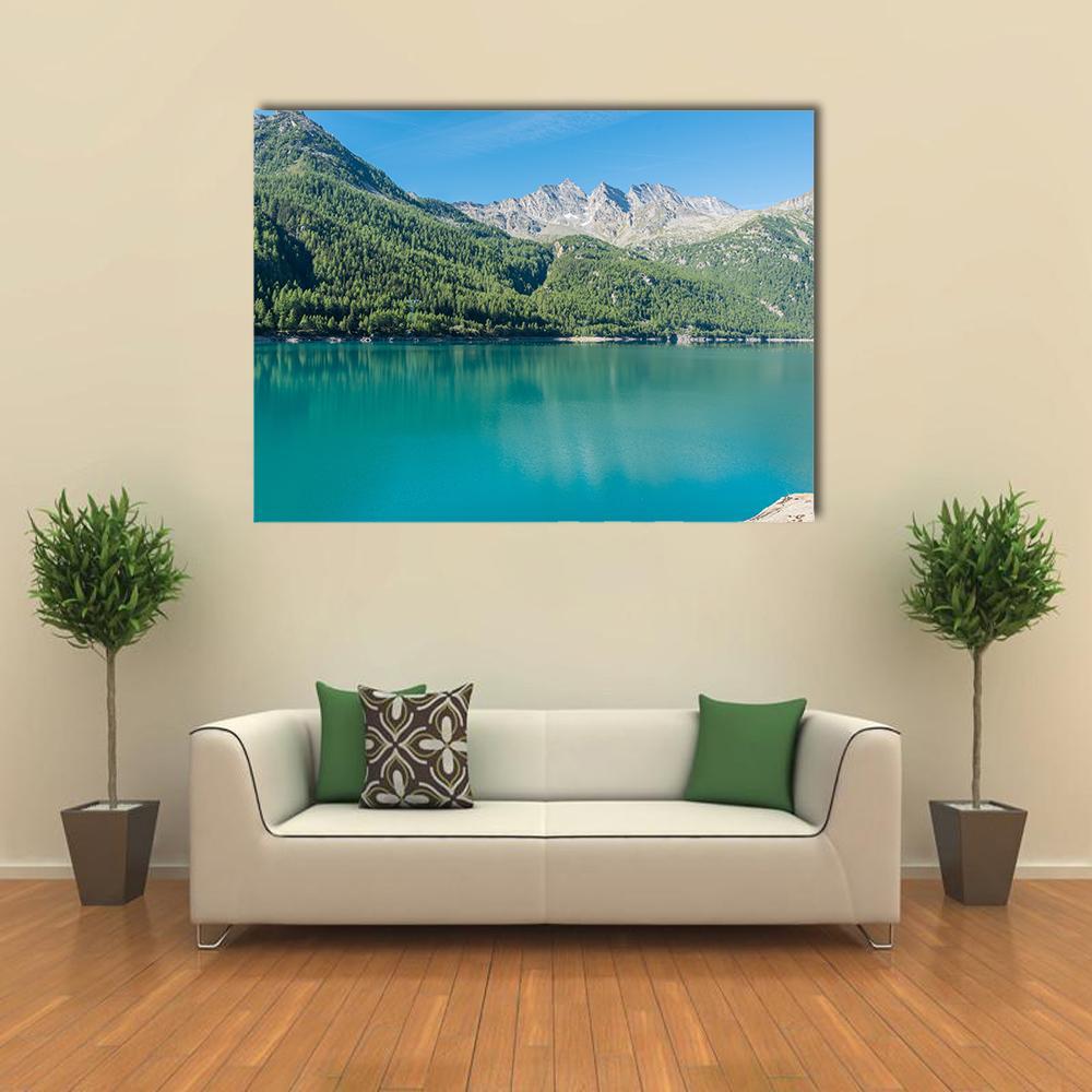 Lake Ceresole Canvas Wall Art-1 Piece-Gallery Wrap-48" x 32"-Tiaracle