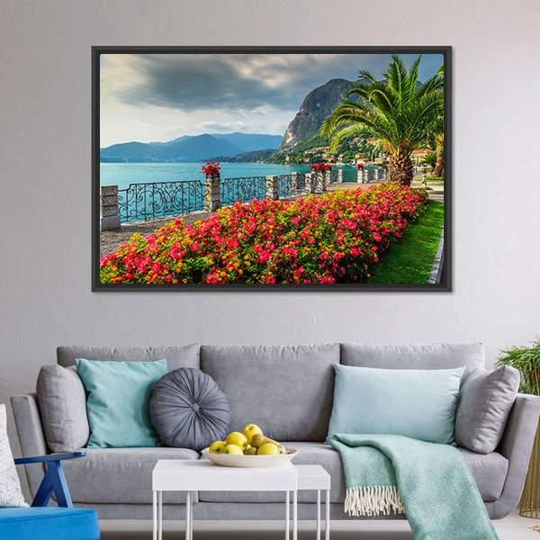 Lake Como In Italy Canvas Wall Art-3 Horizontal-Gallery Wrap-25" x 16"-Tiaracle