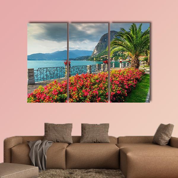 Lake Como In Italy Canvas Wall Art-3 Horizontal-Gallery Wrap-37" x 24"-Tiaracle