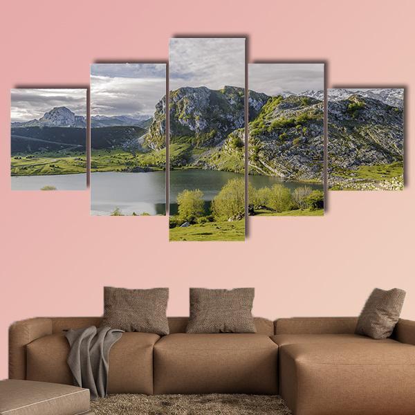Lake Enol Canvas Wall Art-5 Star-Gallery Wrap-62" x 32"-Tiaracle