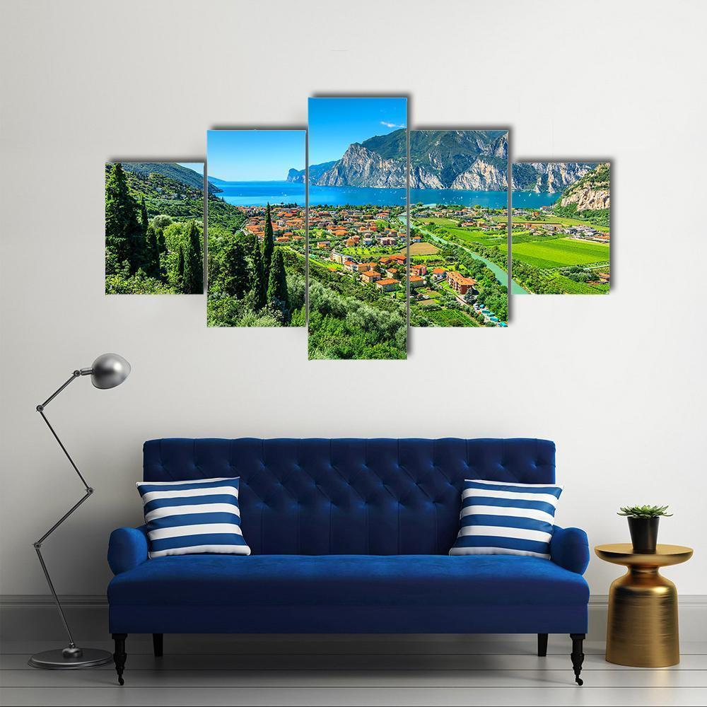 Lake Garda Canvas Wall Art-5 Star-Gallery Wrap-62" x 32"-Tiaracle