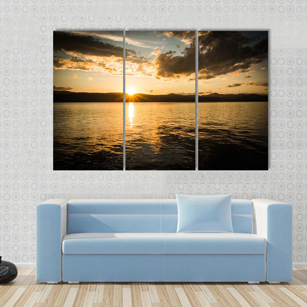 Lake George Sunset Canvas Wall Art-3 Horizontal-Gallery Wrap-25" x 16"-Tiaracle