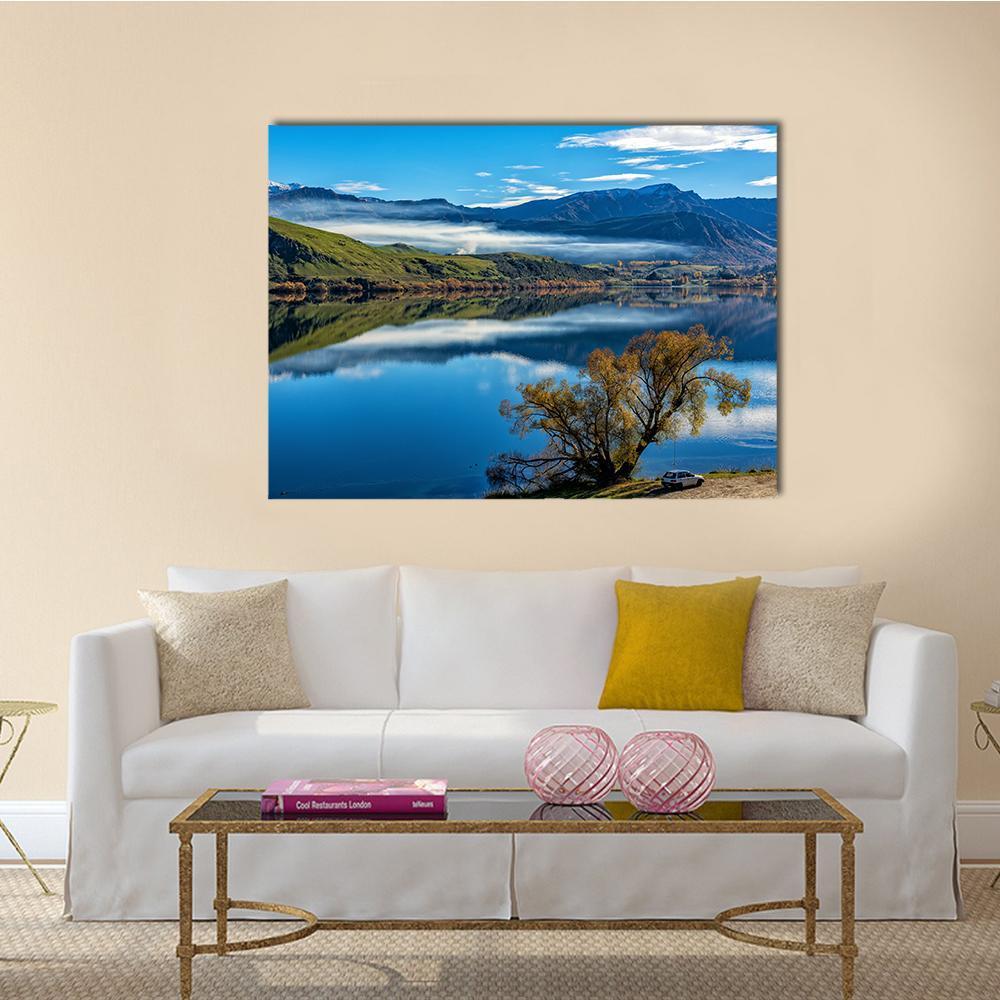 Lake Hayes Canvas Wall Art-1 Piece-Gallery Wrap-48" x 32"-Tiaracle