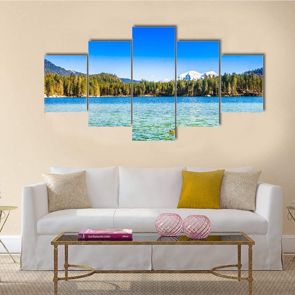 Lake Hintersee Canvas Wall Art-5 Star-Gallery Wrap-62" x 32"-Tiaracle