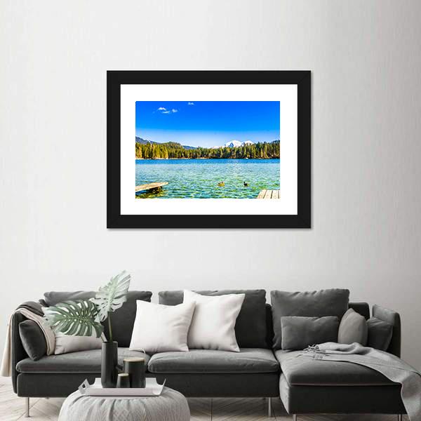Lake Hintersee Panoramic Canvas Wall Art-1 Piece-36" x 12"-Tiaracle