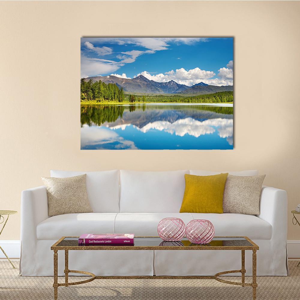 Lake In Altai Mountains Canvas Wall Art-1 Piece-Gallery Wrap-48" x 32"-Tiaracle
