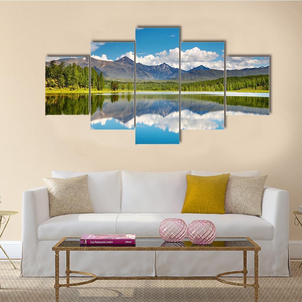 Lake In Altai Mountains Canvas Wall Art-5 Star-Gallery Wrap-62" x 32"-Tiaracle