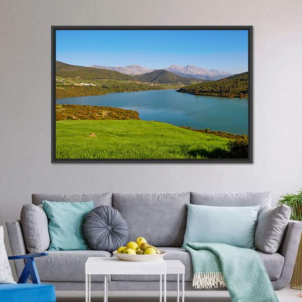 Lake In Atlas Mountains Canvas Wall Art-3 Horizontal-Gallery Wrap-25" x 16"-Tiaracle