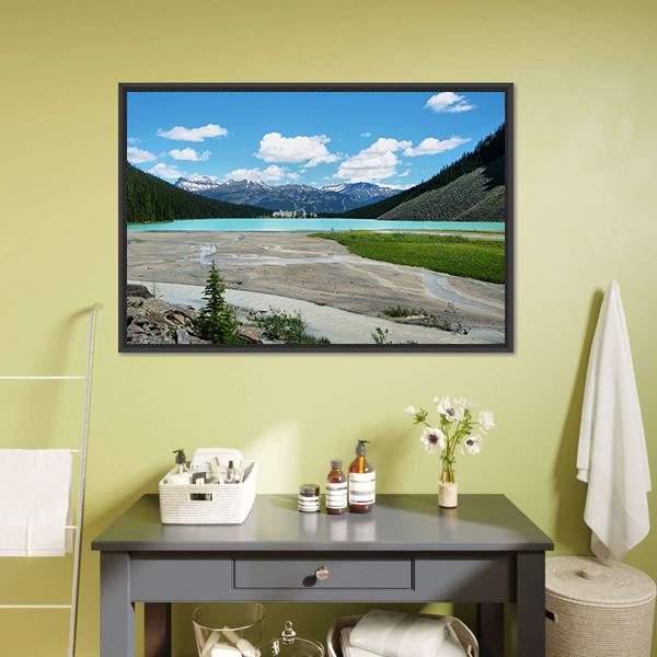 Lake In Banff National Park Canvas Wall Art-1 Piece-Floating Frame-24" x 16"-Tiaracle