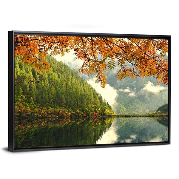 Lake In China Canvas Wall Art-3 Horizontal-Gallery Wrap-25" x 16"-Tiaracle