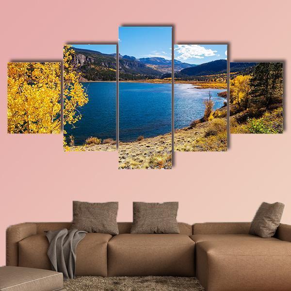 Lake In Colorado Canvas Wall Art-5 Star-Gallery Wrap-62" x 32"-Tiaracle