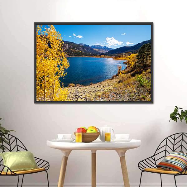 Lake In Colorado Canvas Wall Art-1 Piece-Floating Frame-24" x 16"-Tiaracle