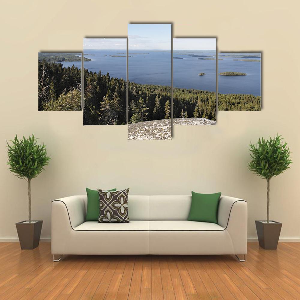 Lake in Finland Canvas Wall Art-5 Star-Gallery Wrap-62" x 32"-Tiaracle