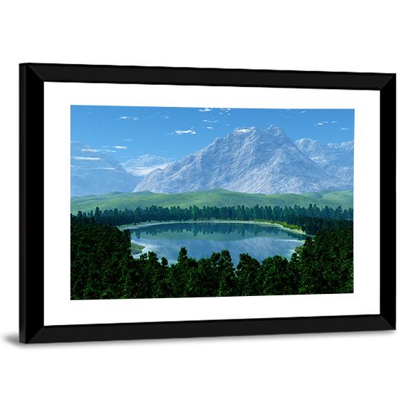 Lake In Forest Panoramic Canvas Wall Art-1 Piece-36" x 12"-Tiaracle