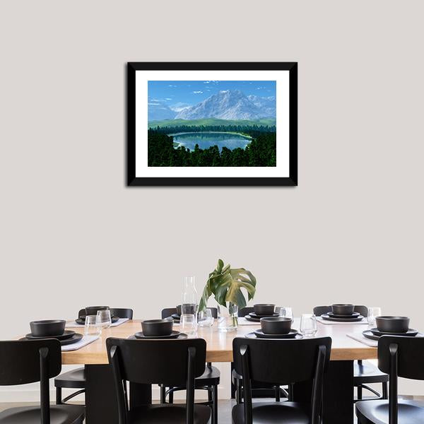 Lake In Forest Panoramic Canvas Wall Art-1 Piece-36" x 12"-Tiaracle