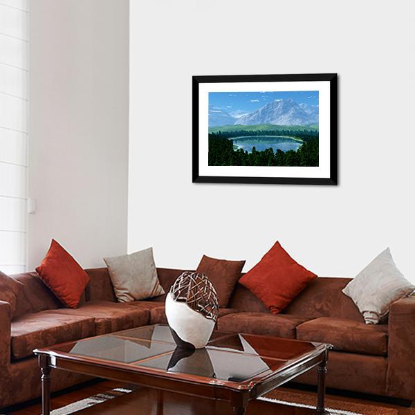Lake In Forest Panoramic Canvas Wall Art-1 Piece-36" x 12"-Tiaracle