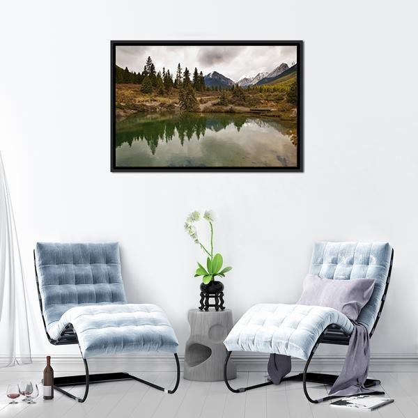 Lake In Jonston Canyon Canvas Wall Art-3 Horizontal-Gallery Wrap-25" x 16"-Tiaracle