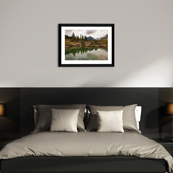 Lake In Jonston Canyon Canvas Wall Art-3 Horizontal-Gallery Wrap-25" x 16"-Tiaracle