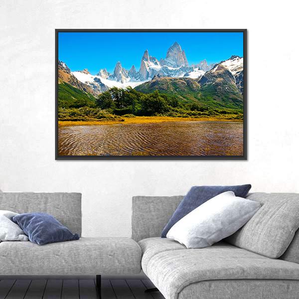 Lake In Los Glaciares Canvas Wall Art-3 Horizontal-Gallery Wrap-25" x 16"-Tiaracle