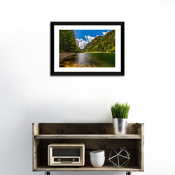 Lake In Parang Mountains Canvas Wall Art-1 Piece-Framed Print-20" x 16"-Tiaracle