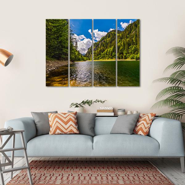 Lake In Parang Mountains Canvas Wall Art-4 Horizontal-Gallery Wrap-34" x 24"-Tiaracle