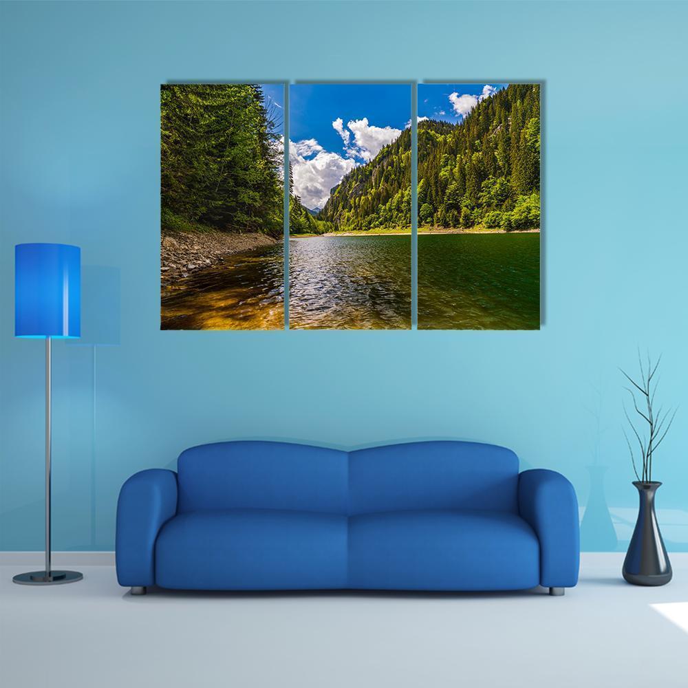 Lake In Parang Mountains Canvas Wall Art-3 Horizontal-Gallery Wrap-37" x 24"-Tiaracle