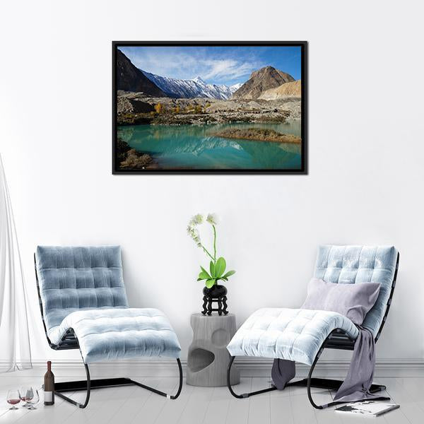 Lake In Pasu Pakistan Canvas Wall Art-5 Horizontal-Gallery Wrap-22" x 12"-Tiaracle