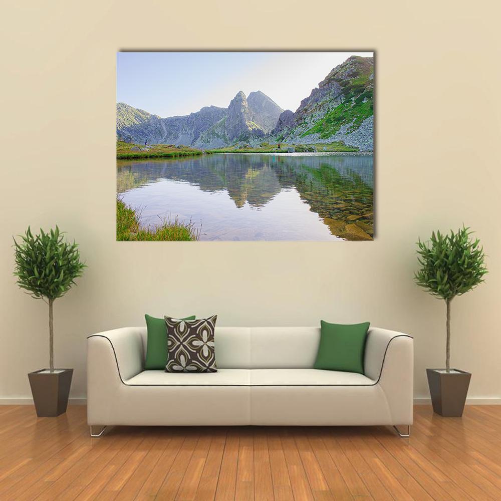 Lake In Retezat Mountains Canvas Wall Art-1 Piece-Gallery Wrap-48" x 32"-Tiaracle