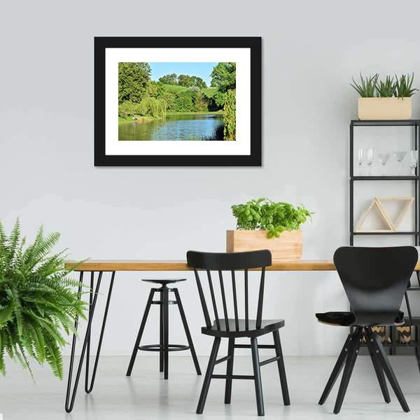 Lake In The Park Canvas Wall Art-3 Horizontal-Gallery Wrap-25" x 16"-Tiaracle