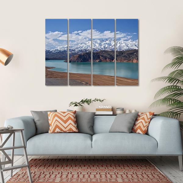 Lake In Uzbekistan Canvas Wall Art-4 Horizontal-Gallery Wrap-34" x 24"-Tiaracle