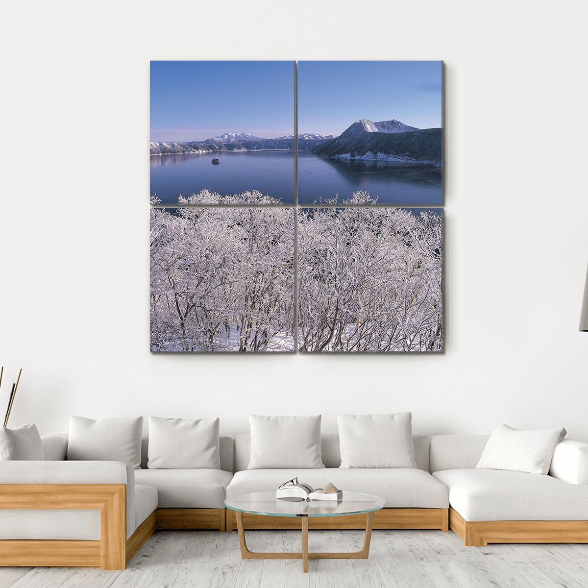 Lake In Winter Season Canvas Wall Art-5 Horizontal-Gallery Wrap-22" x 12"-Tiaracle