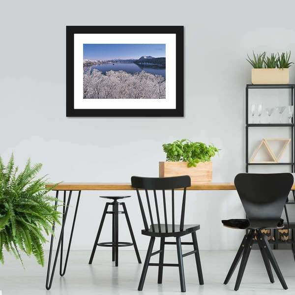 Lake In Winter Season Canvas Wall Art-3 Horizontal-Gallery Wrap-25" x 16"-Tiaracle