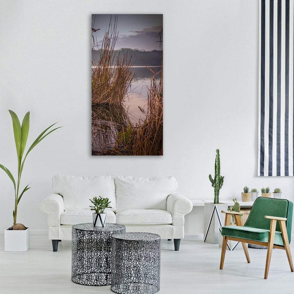 Lake In Winter Vertical Canvas Wall Art-1 Vertical-Gallery Wrap-12" x 24"-Tiaracle
