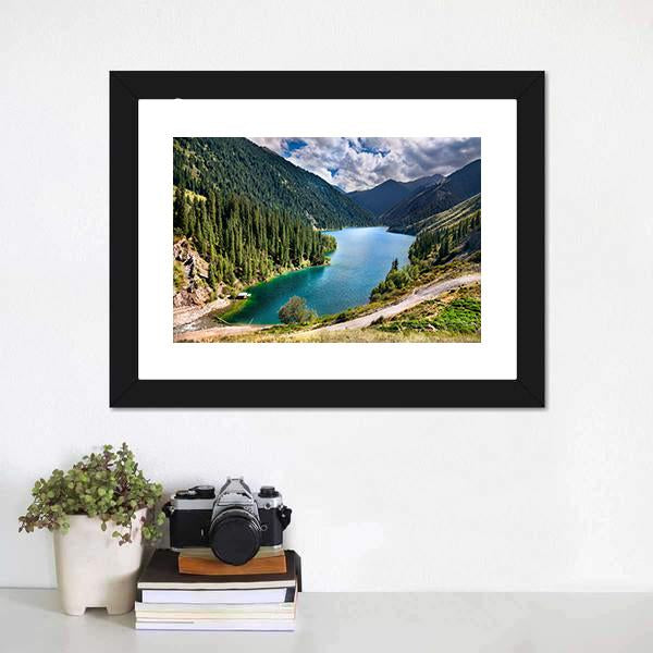 Lake Kolsai Canvas Wall Art-1 Piece-Framed Print-30" x 20"-Tiaracle