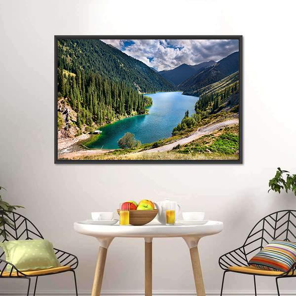 Lake Kolsai Panoramic Canvas Wall Art-1 Piece-36" x 12"-Tiaracle