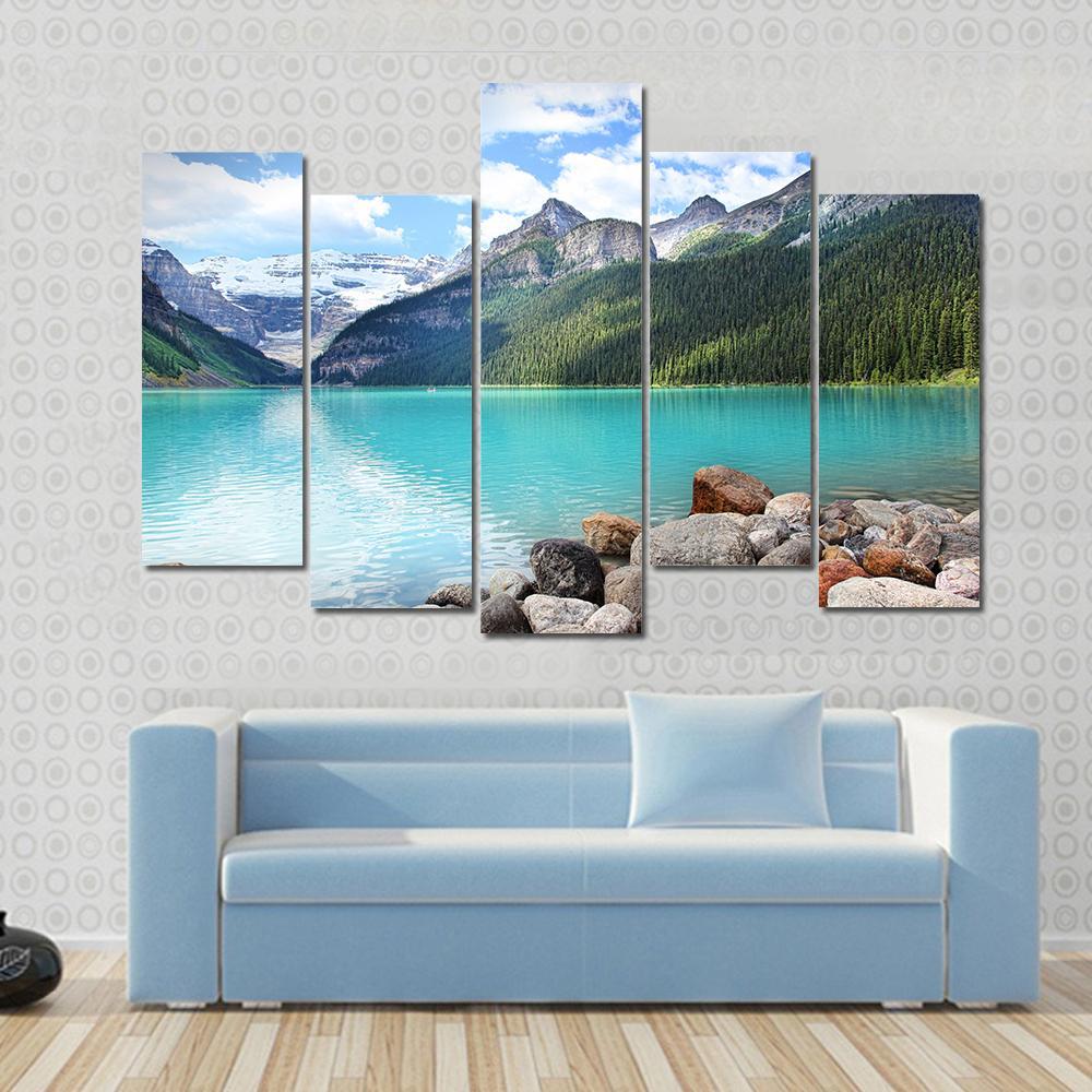 Lake Louise Alberta Canada Canvas Wall Art-5 Pop-Gallery Wrap-47" x 32"-Tiaracle
