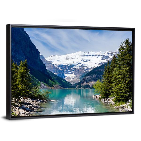 Lake Louise With Victoria Glacier Canvas Wall Art-3 Horizontal-Gallery Wrap-25" x 16"-Tiaracle