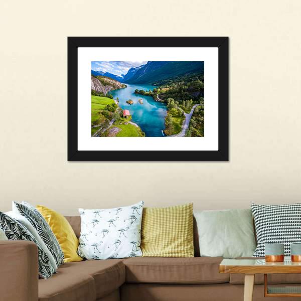 Lake Lovatnet Norway Canvas Wall Art-3 Horizontal-Gallery Wrap-25" x 16"-Tiaracle
