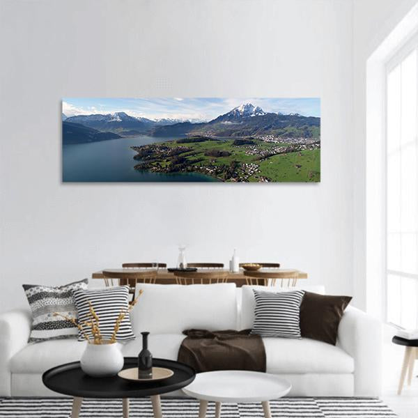 Trubsee Lake Switzerland Panoramic Canvas Wall Art-1 Piece-36" x 12"-Tiaracle
