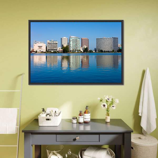 Lake Merritt Canvas Wall Art-1 Piece-Floating Frame-24" x 16"-Tiaracle