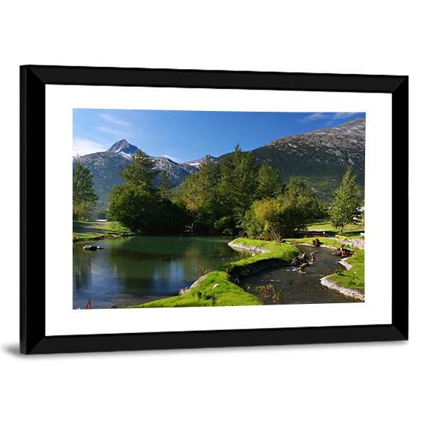 Lake & Mountains Alaska Canvas Wall Art-3 Horizontal-Gallery Wrap-25" x 16"-Tiaracle
