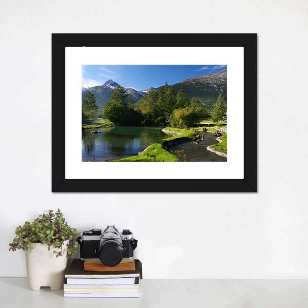 Lake & Mountains Alaska Canvas Wall Art-1 Piece-Framed Print-20" x 16"-Tiaracle