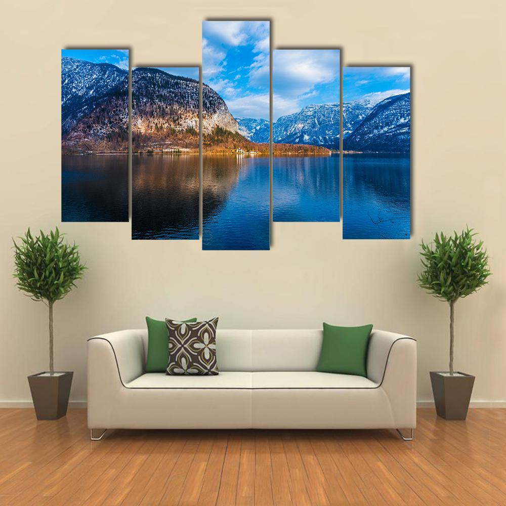 Lake & Mountains Austria Canvas Wall Art-5 Pop-Gallery Wrap-47" x 32"-Tiaracle