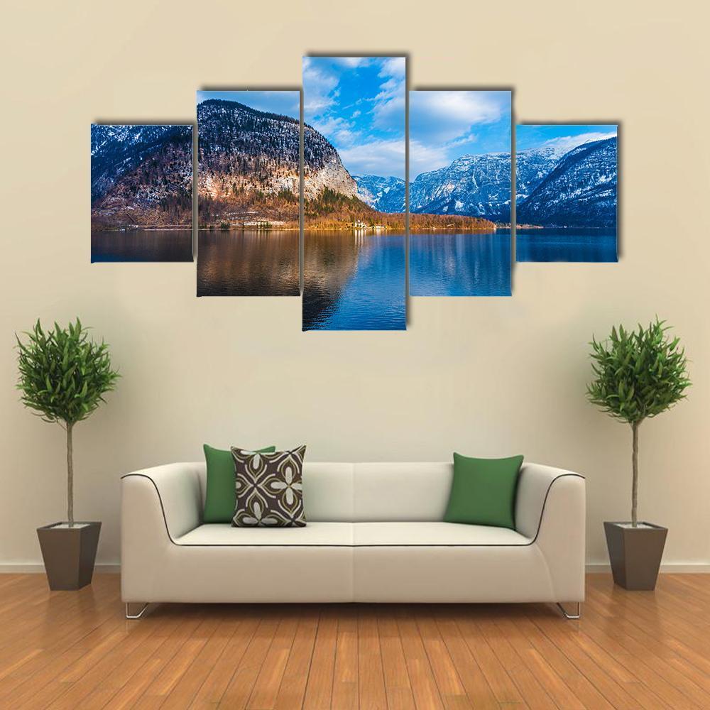 Lake & Mountains Austria Canvas Wall Art-5 Star-Gallery Wrap-62" x 32"-Tiaracle