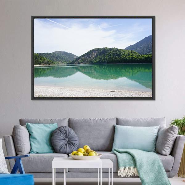Lake & Mountains Germany Canvas Wall Art-1 Piece-Floating Frame-24" x 16"-Tiaracle