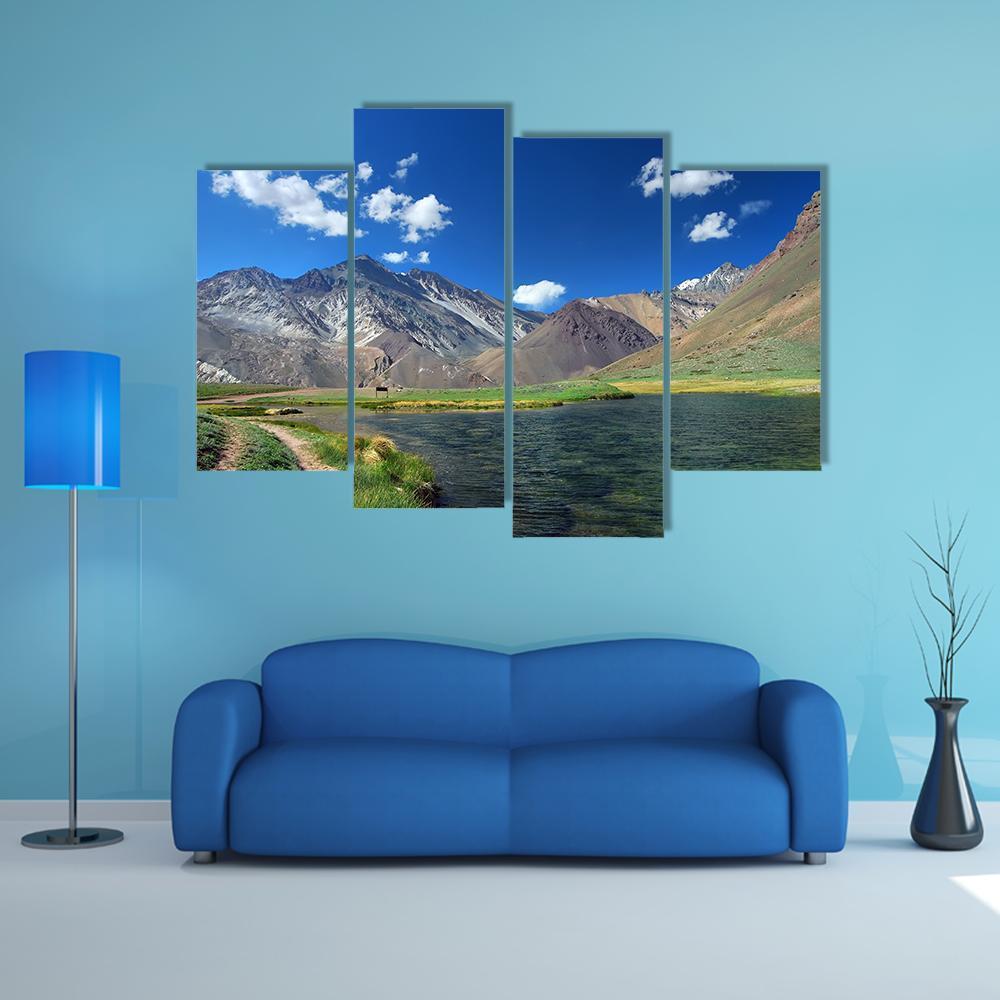 Lake & Mountains Landscape Argentina Canvas Wall Art-4 Pop-Gallery Wrap-50" x 32"-Tiaracle