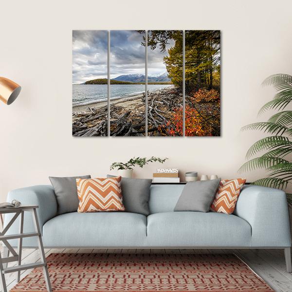 Lake & Mountains Of Siberia Canvas Wall Art-4 Horizontal-Gallery Wrap-34" x 24"-Tiaracle